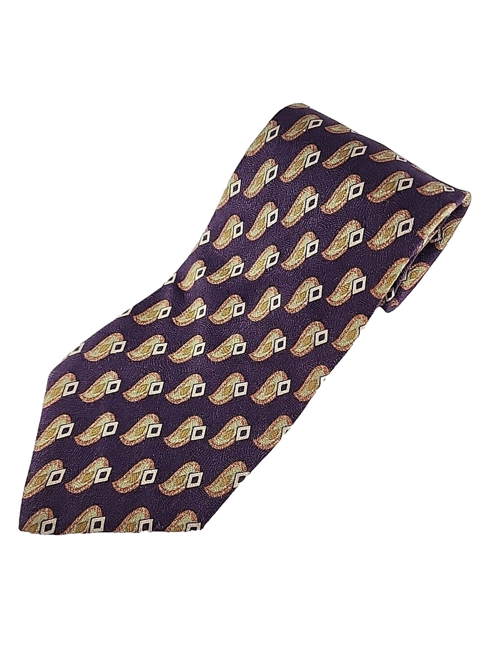 Joseph Abboud Burgundy Patterned Silk Tie Necktie - Made in USA - Like New